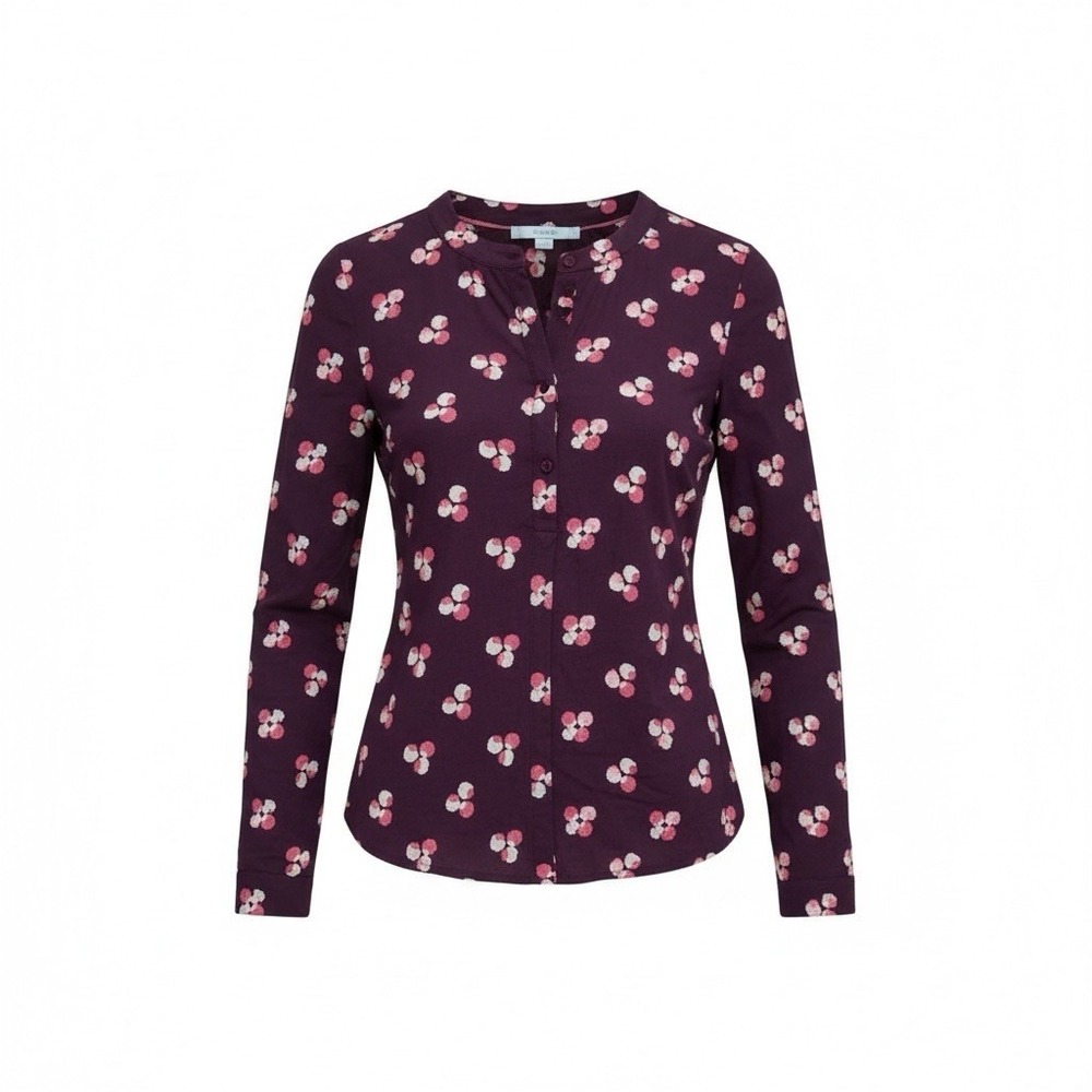 Boden Blouse‎ Womens 6 Plum Purple Floral Geometric Feminine Modest Cottagecore